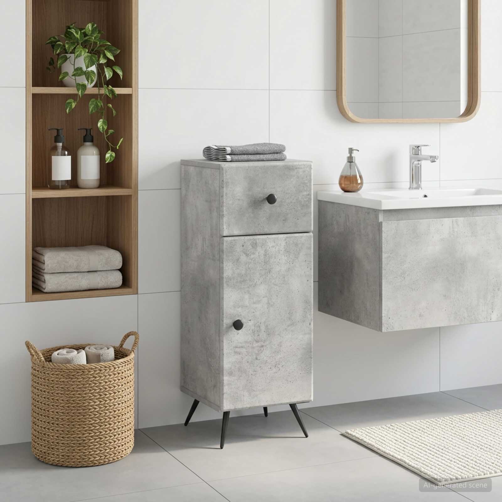 vidaXL Шкаф за баня BREDA Бетонно сиво 30 x 31 x 80 см