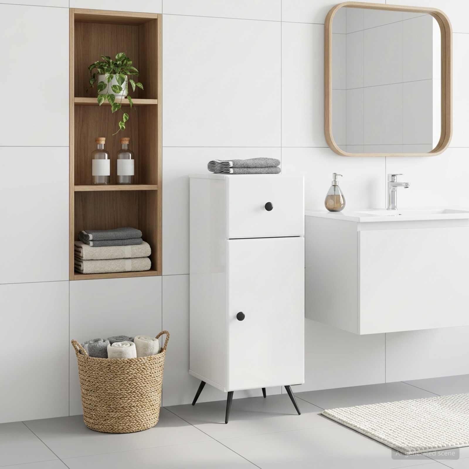 vidaXL Шкаф за баня BREDA Бял гланц 30 x 31 x 80 см