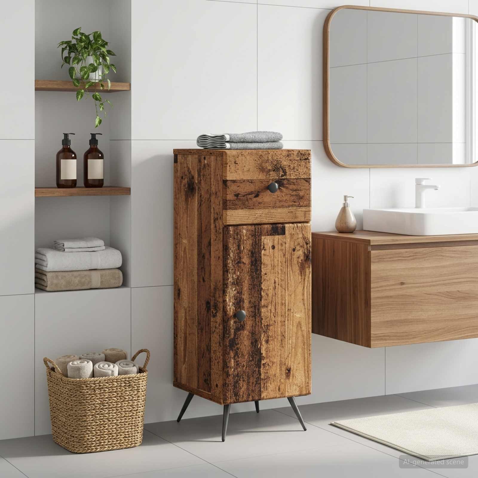 vidaXL Шкаф за баня BREDA Старо дърво 30 x 31 x 80 см