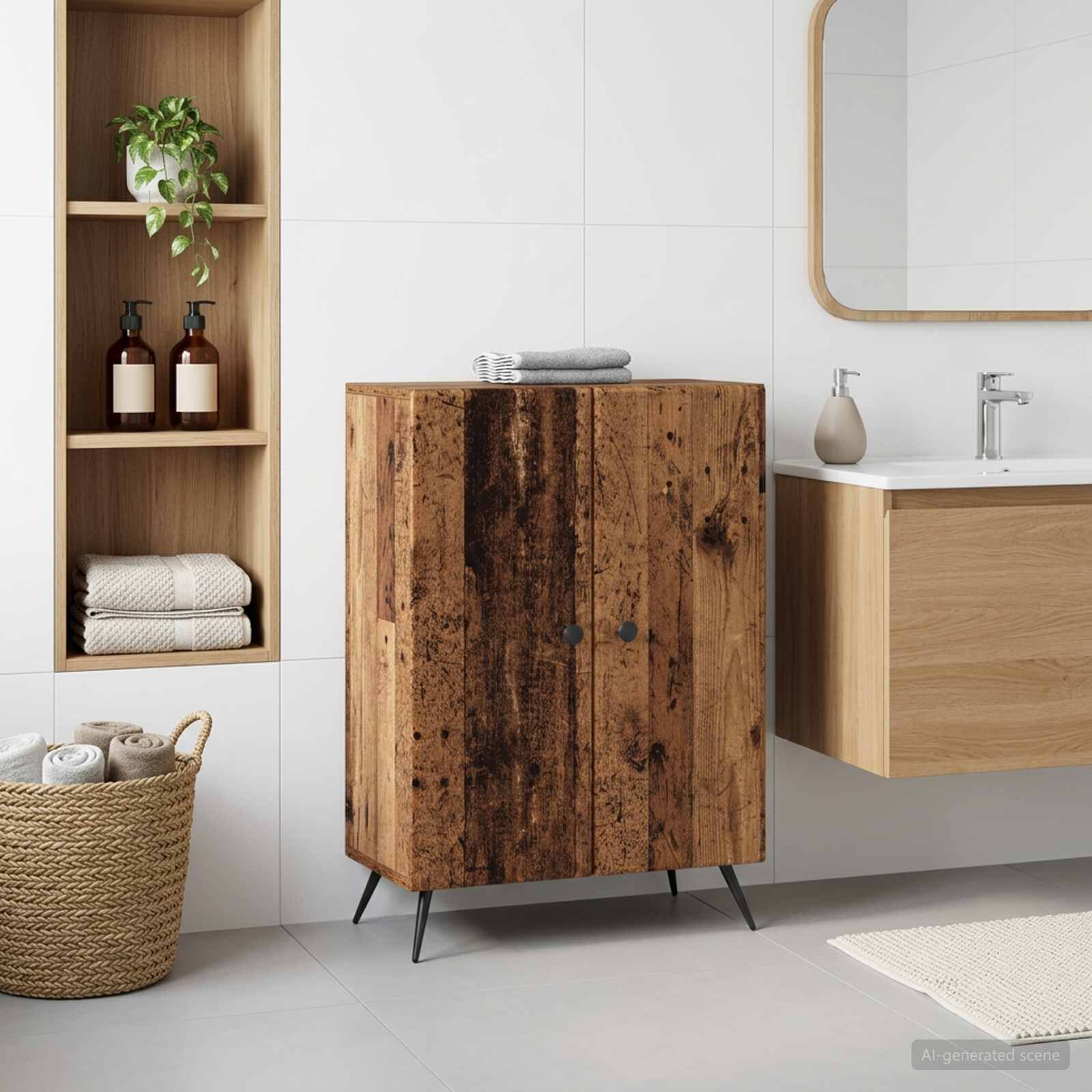 vidaXL Шкаф за баня BREDA Старо дърво 595 x 31 x 80 см