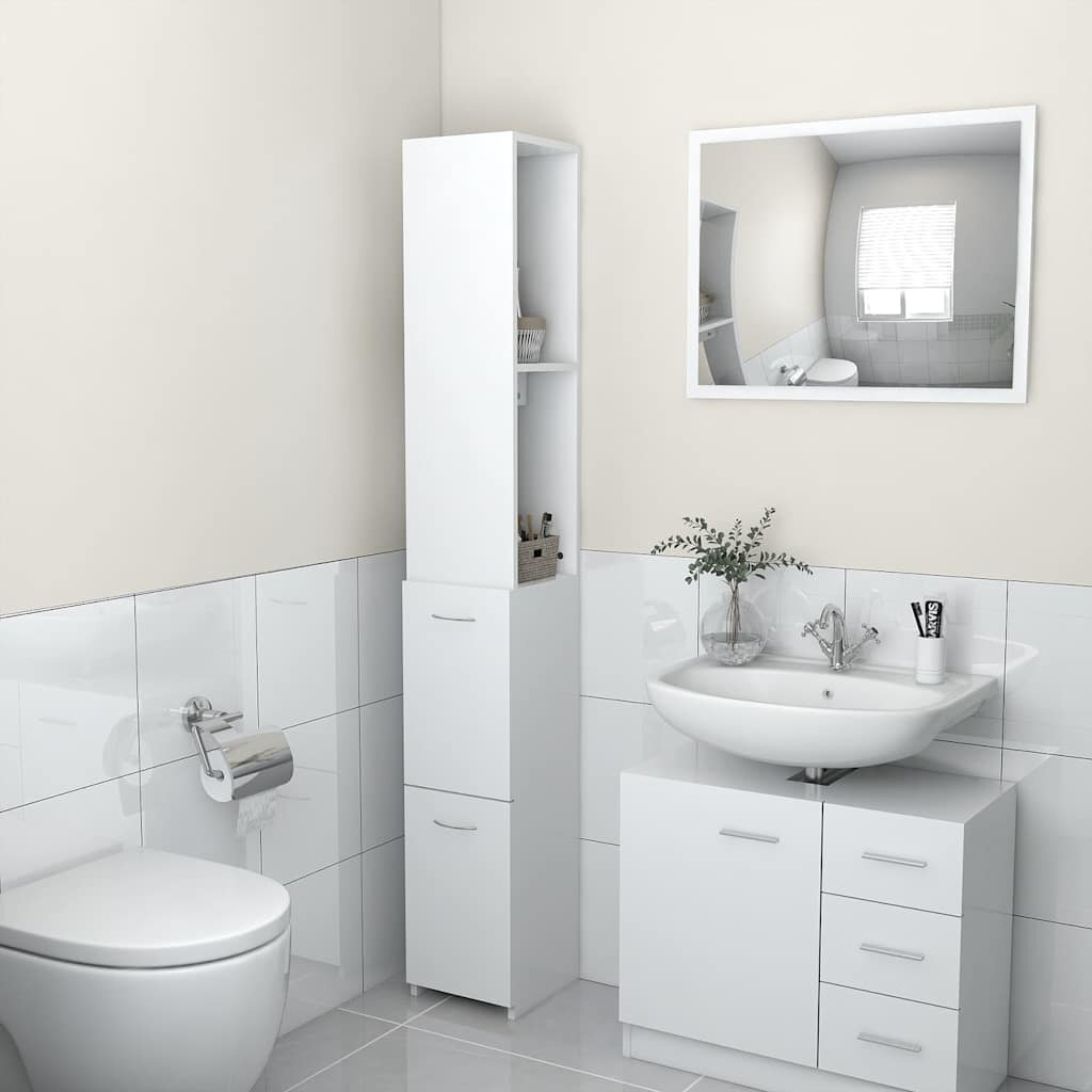 vidaXL Шкаф за баня бял 25x265x170 см инженерно дърво