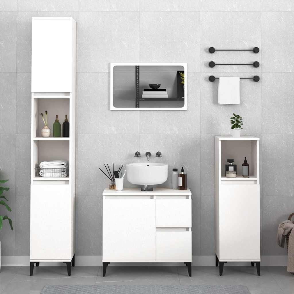 vidaXL Шкаф за баня бял 30x30x100 см инженерно дърво