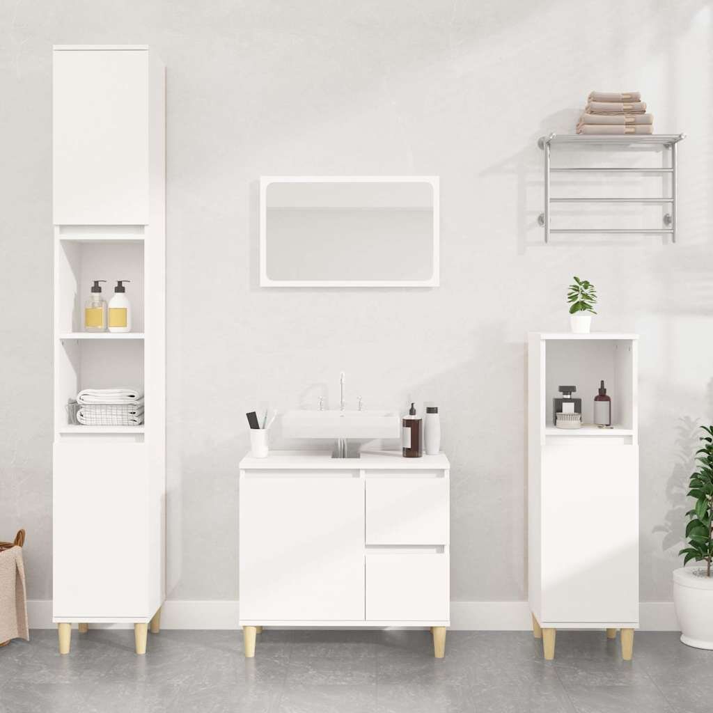 vidaXL Шкаф за баня бял 30x30x100 см инженерно дърво