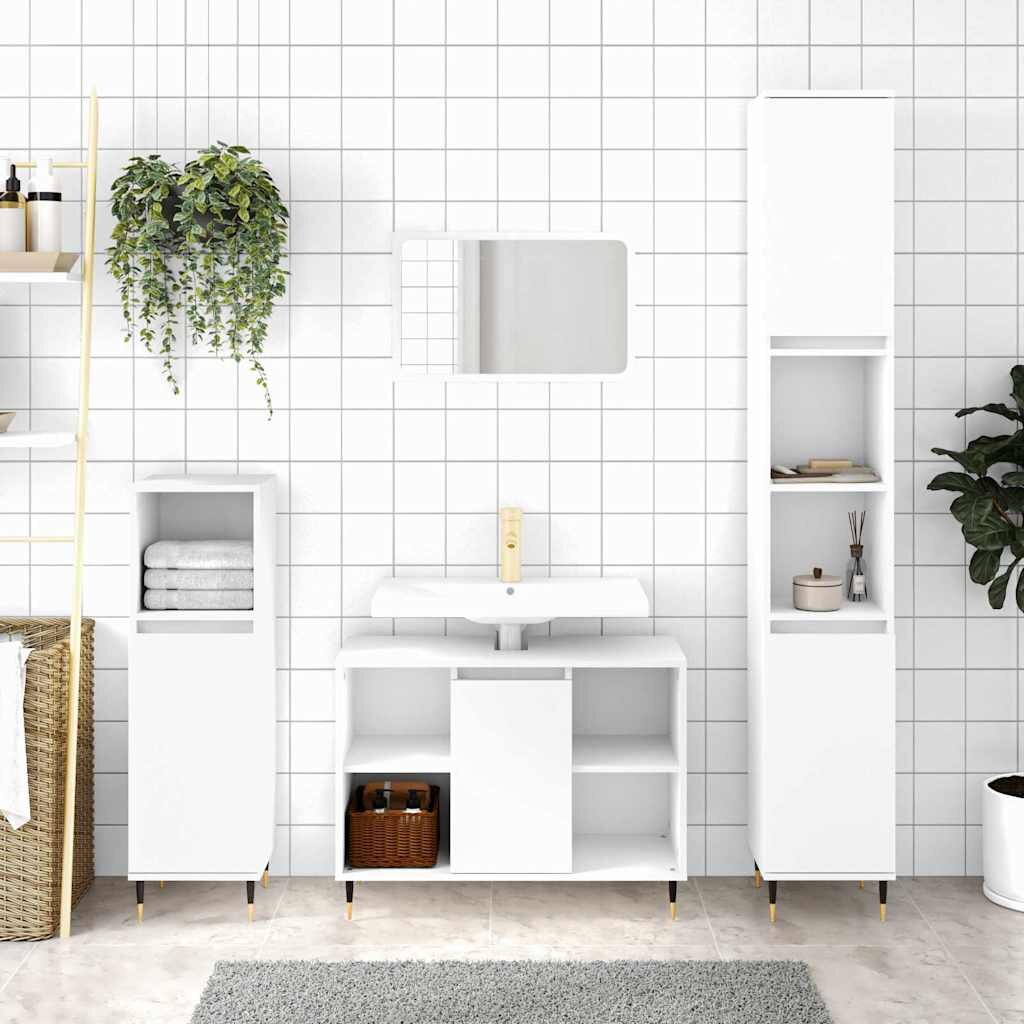 vidaXL Шкаф за баня бял 30x30x100 см инженерно дърво