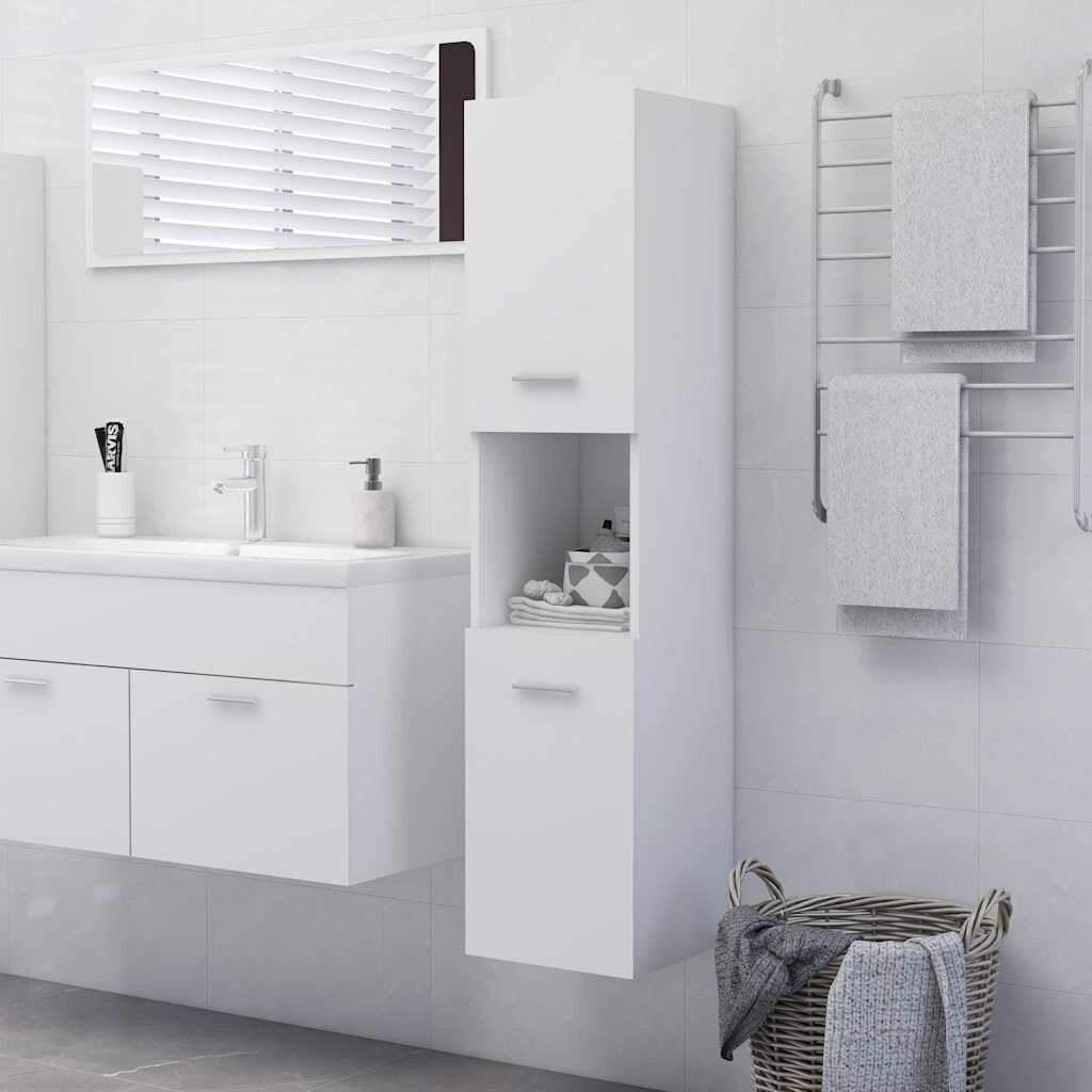 vidaXL Шкаф за баня бял 30x30x130 см инженерно дърво