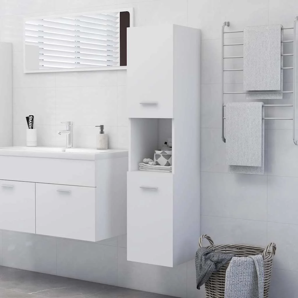 vidaXL Шкаф за баня бял 30x30x130 см инженерно дърво