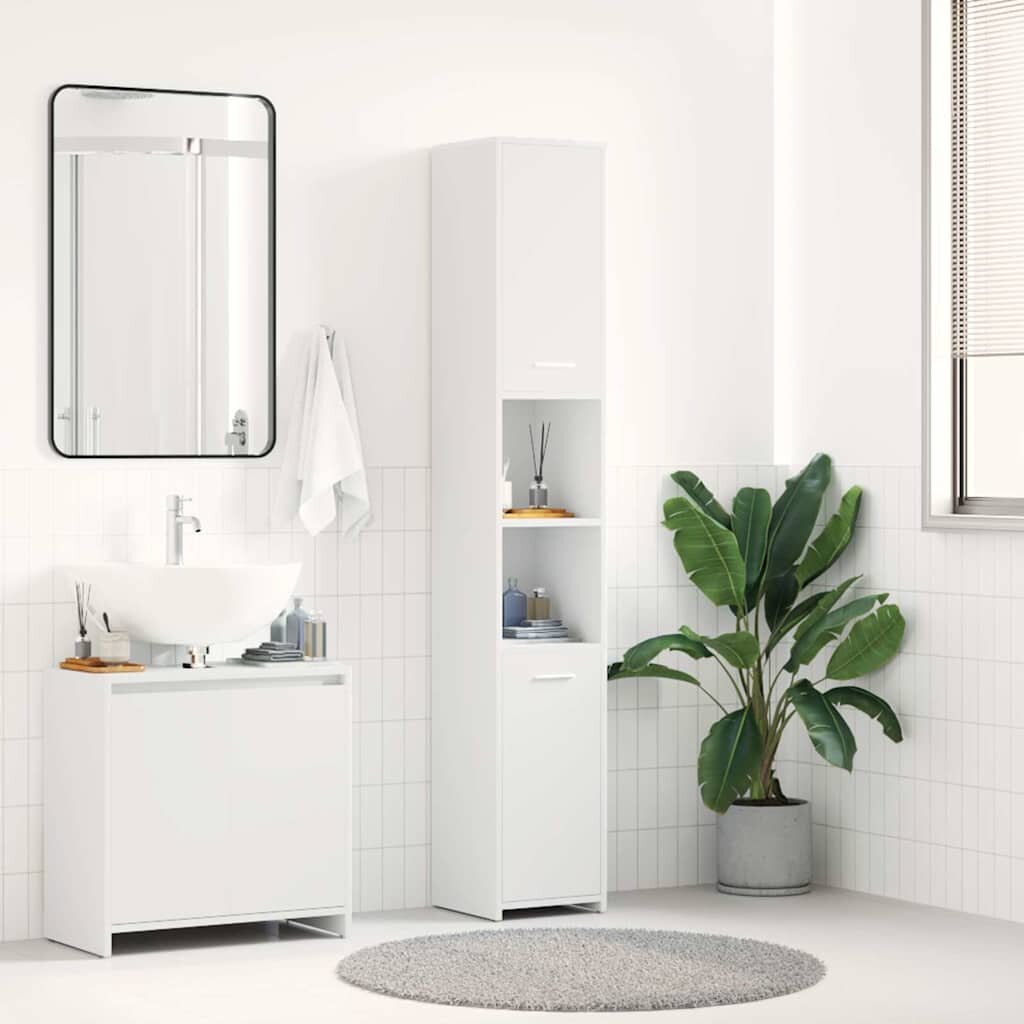 vidaXL Шкаф за баня бял 30x30x1835 см инженерно дърво