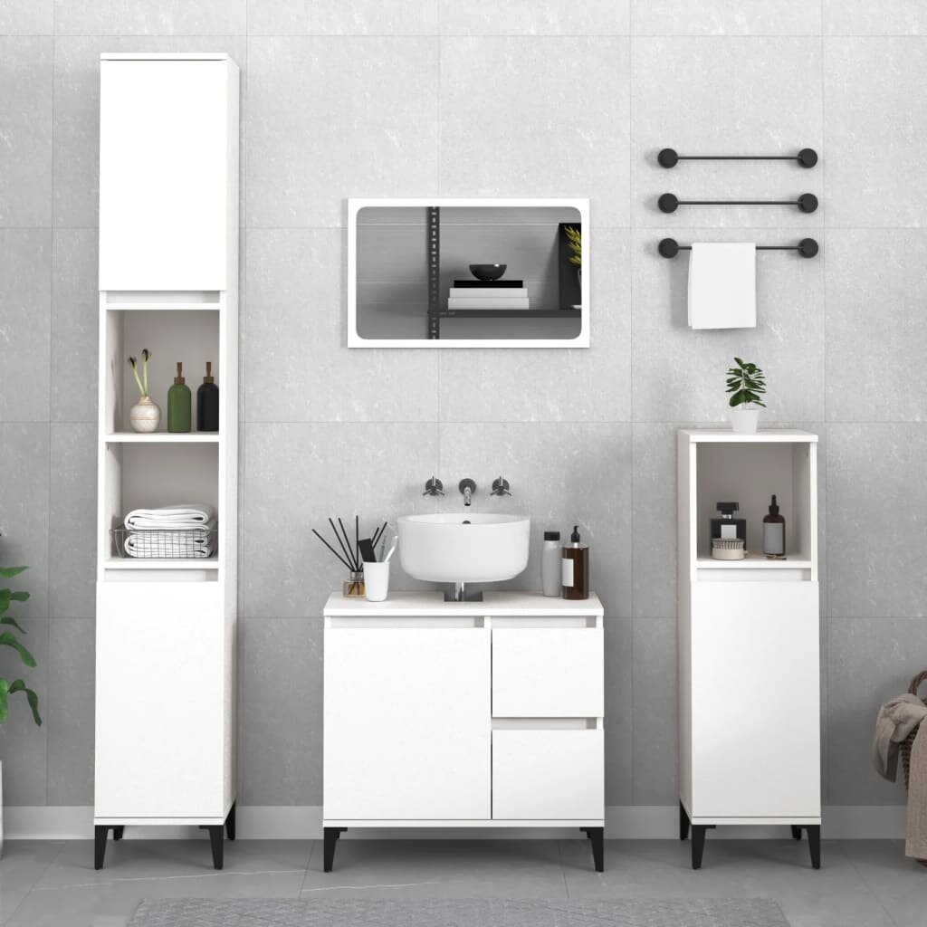 vidaXL Шкаф за баня бял 30x30x190 см инженерно дърво