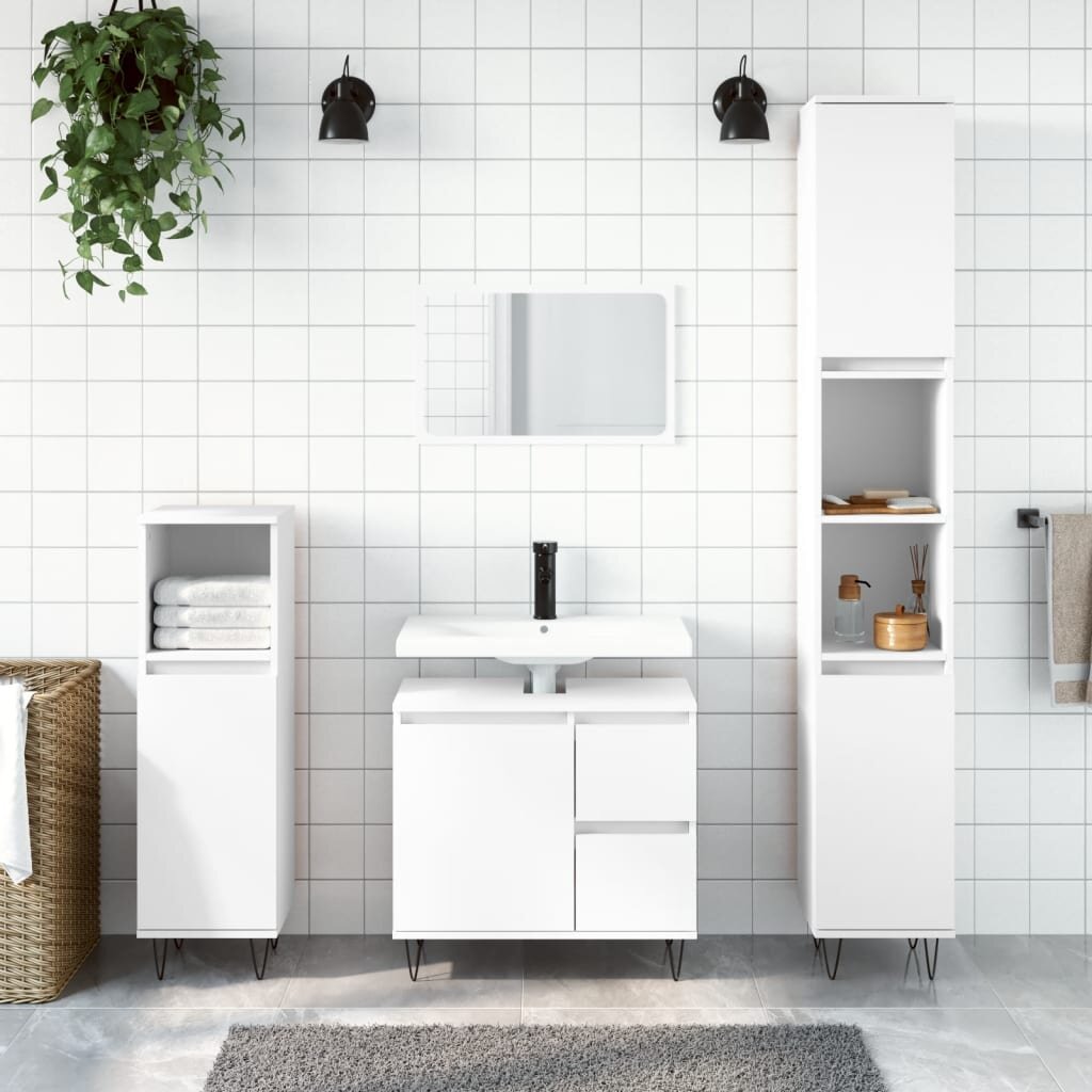 vidaXL Шкаф за баня бял 30x30x190 см инженерно дърво