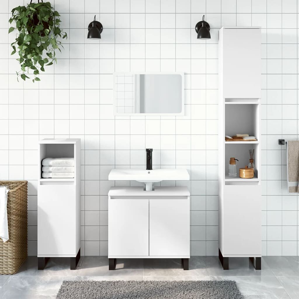vidaXL Шкаф за баня бял 30x30x190 см инженерно дърво