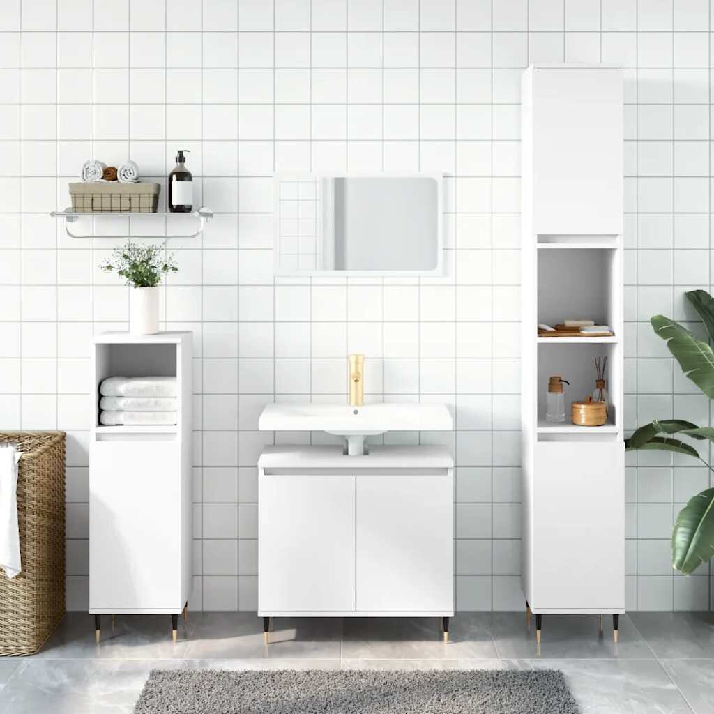 vidaXL Шкаф за баня бял 58x33x60 см инженерно дърво