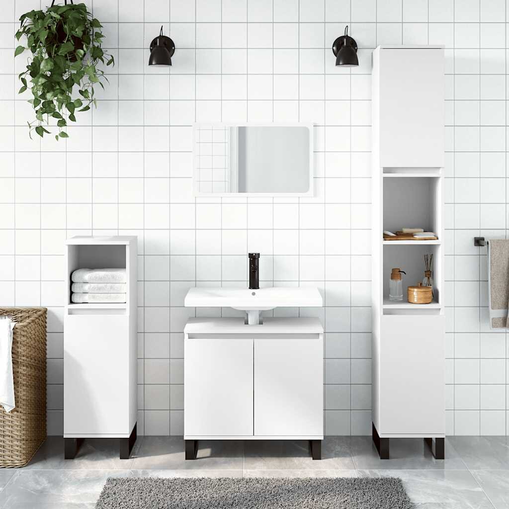 vidaXL Шкаф за баня бял 58x33x60 см инженерно дърво