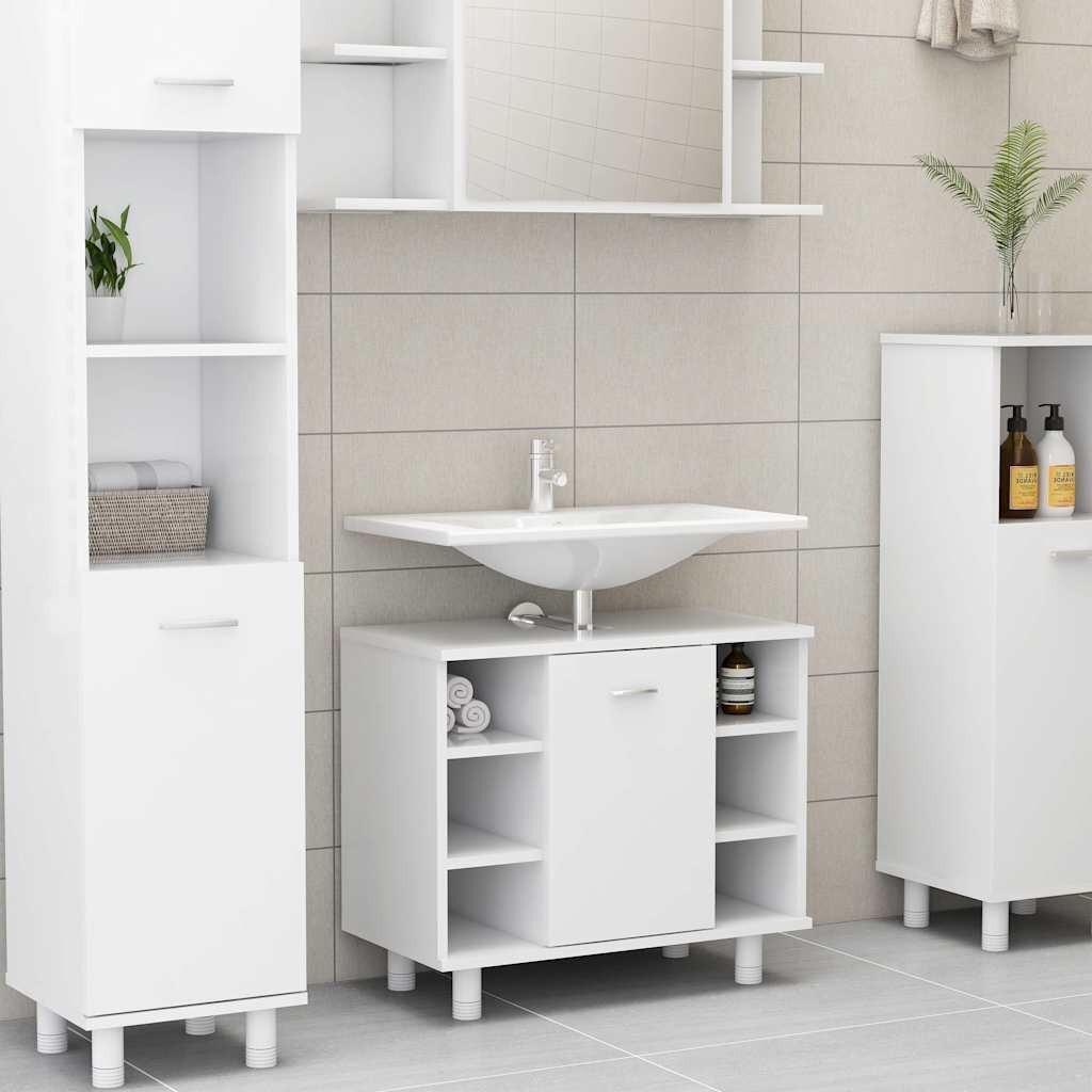 vidaXL Шкаф за баня бял 60x32x535 см инженерно дърво