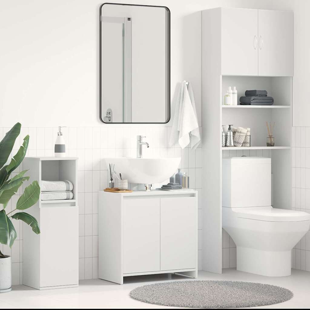 vidaXL Шкаф за баня бял 60x33x60 см инженерно дърво