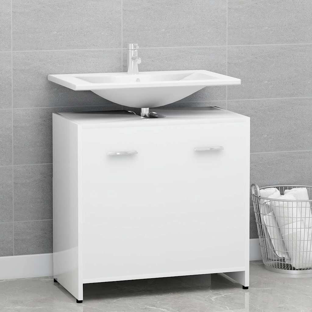 vidaXL Шкаф за баня бял 60x33x61 см инженерно дърво