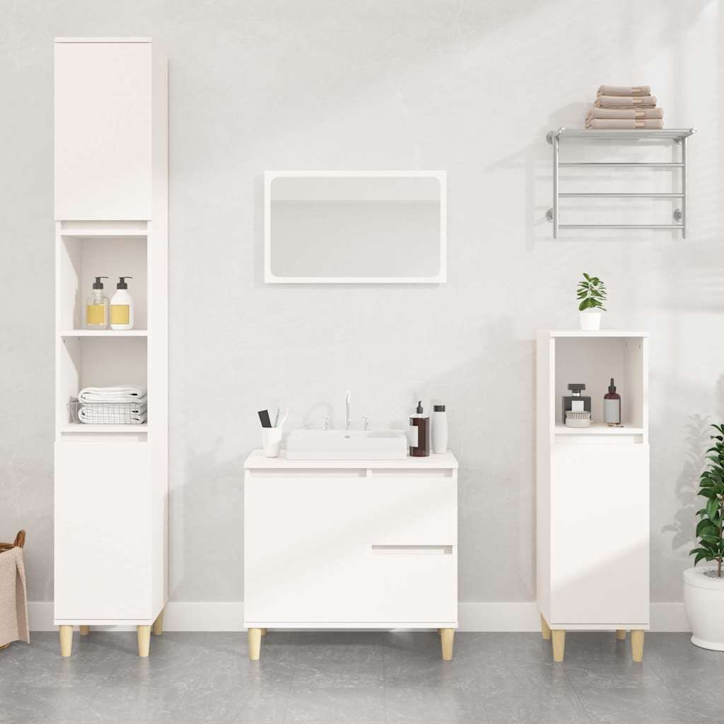vidaXL Шкаф за баня бял 65x33x60 см инженерно дърво