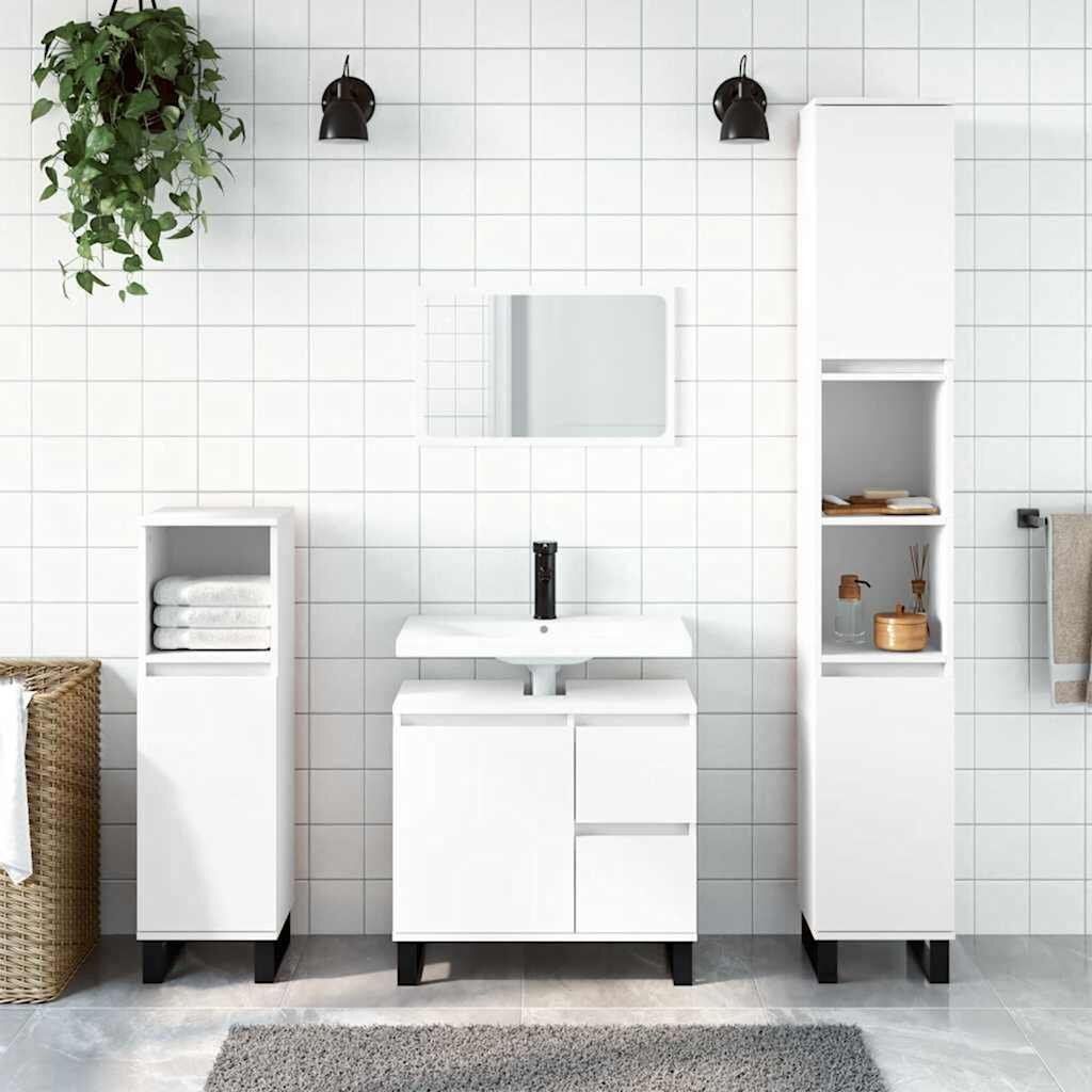 vidaXL Шкаф за баня бял 65x33x60 см инженерно дърво