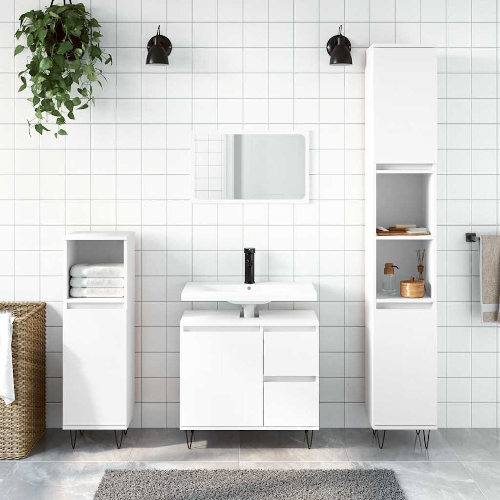 vidaXL Шкаф за баня бял 65x33x60 см инженерно дърво