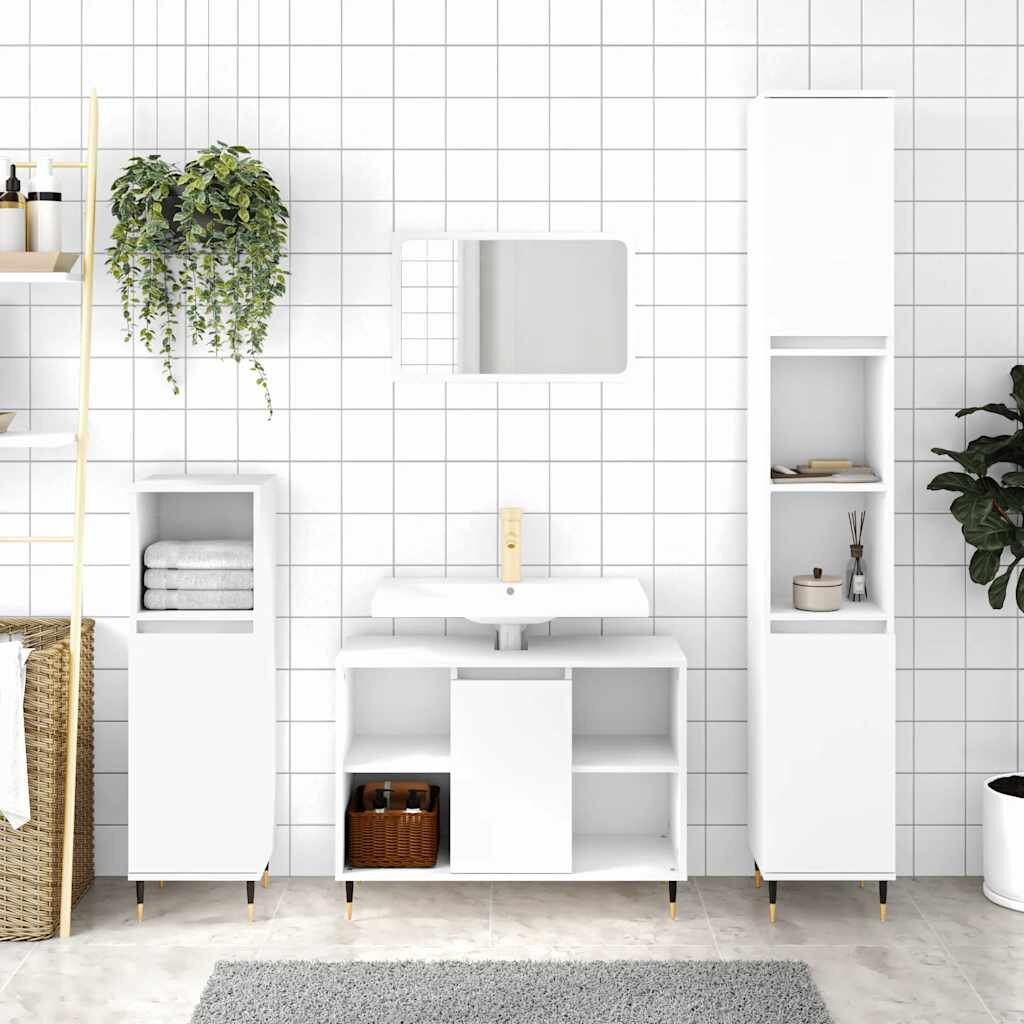 vidaXL Шкаф за баня бял 80x33x60 см инженерно дърво
