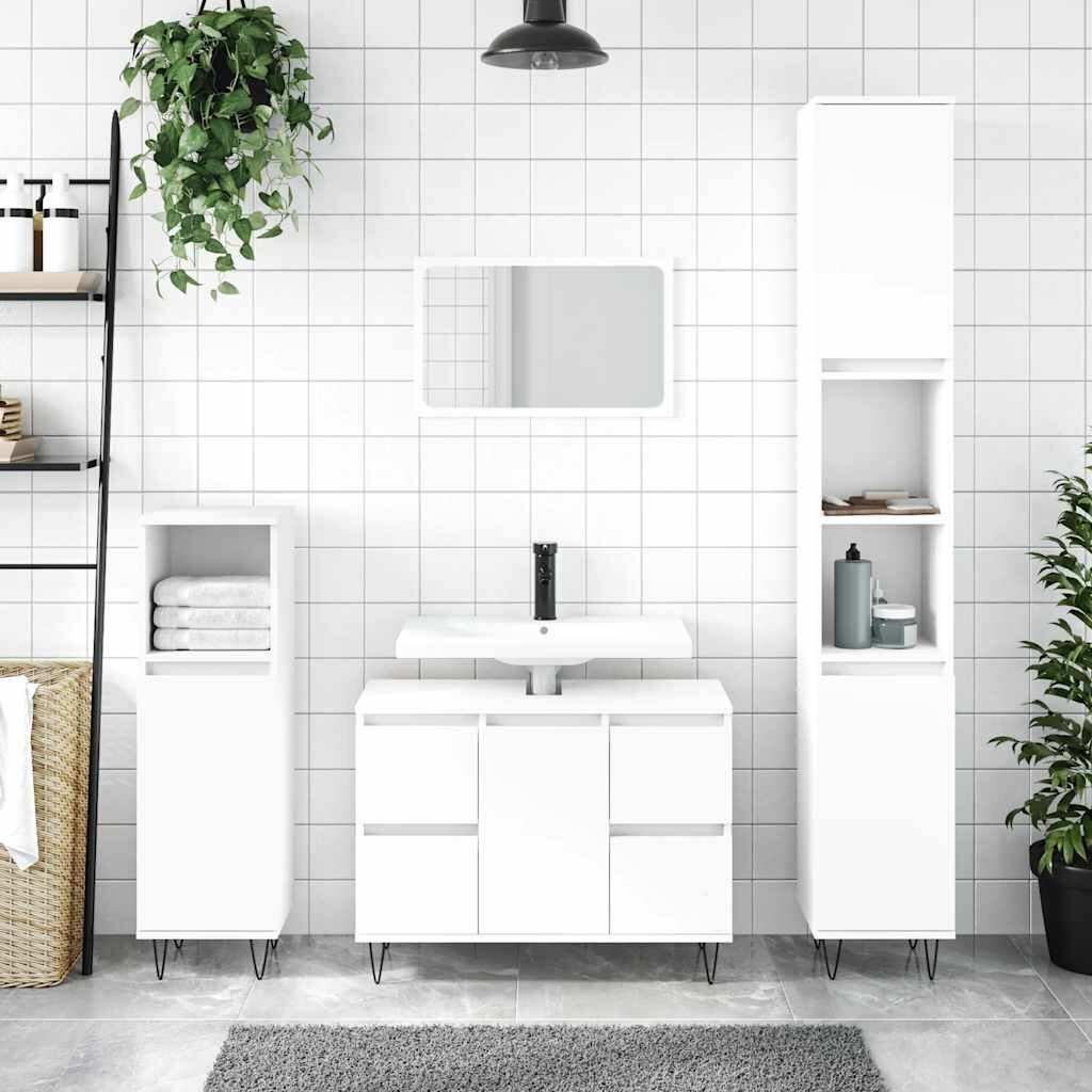 vidaXL Шкаф за баня бял 80x33x60 см инженерно дърво