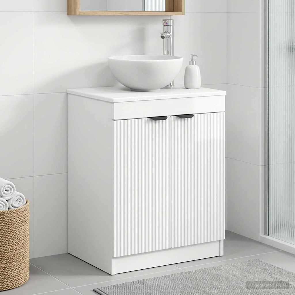 vidaXL Шкаф за баня Бял гланц 54 x 41 x 70 см Инженерна дървесина