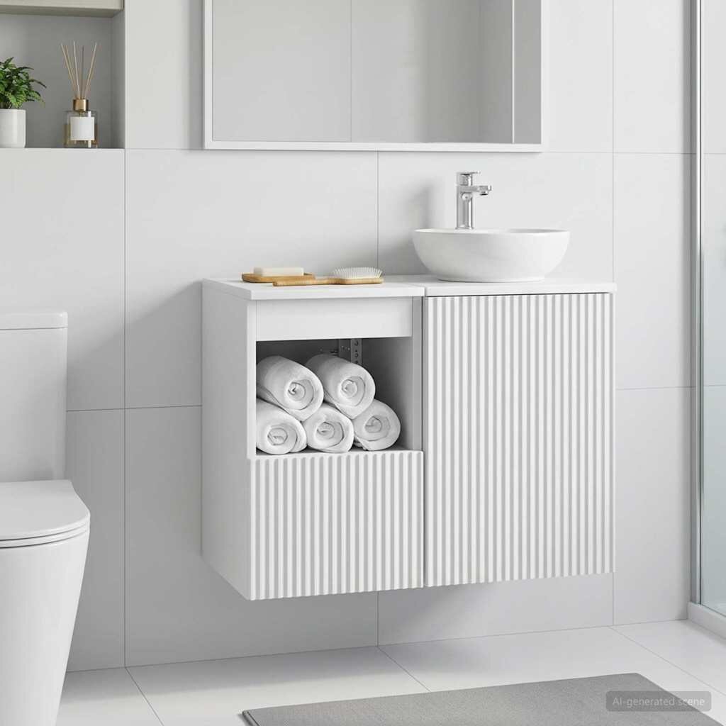 vidaXL Шкаф за баня Бяло 30 x 35 x 50 см Инженерна дървесина