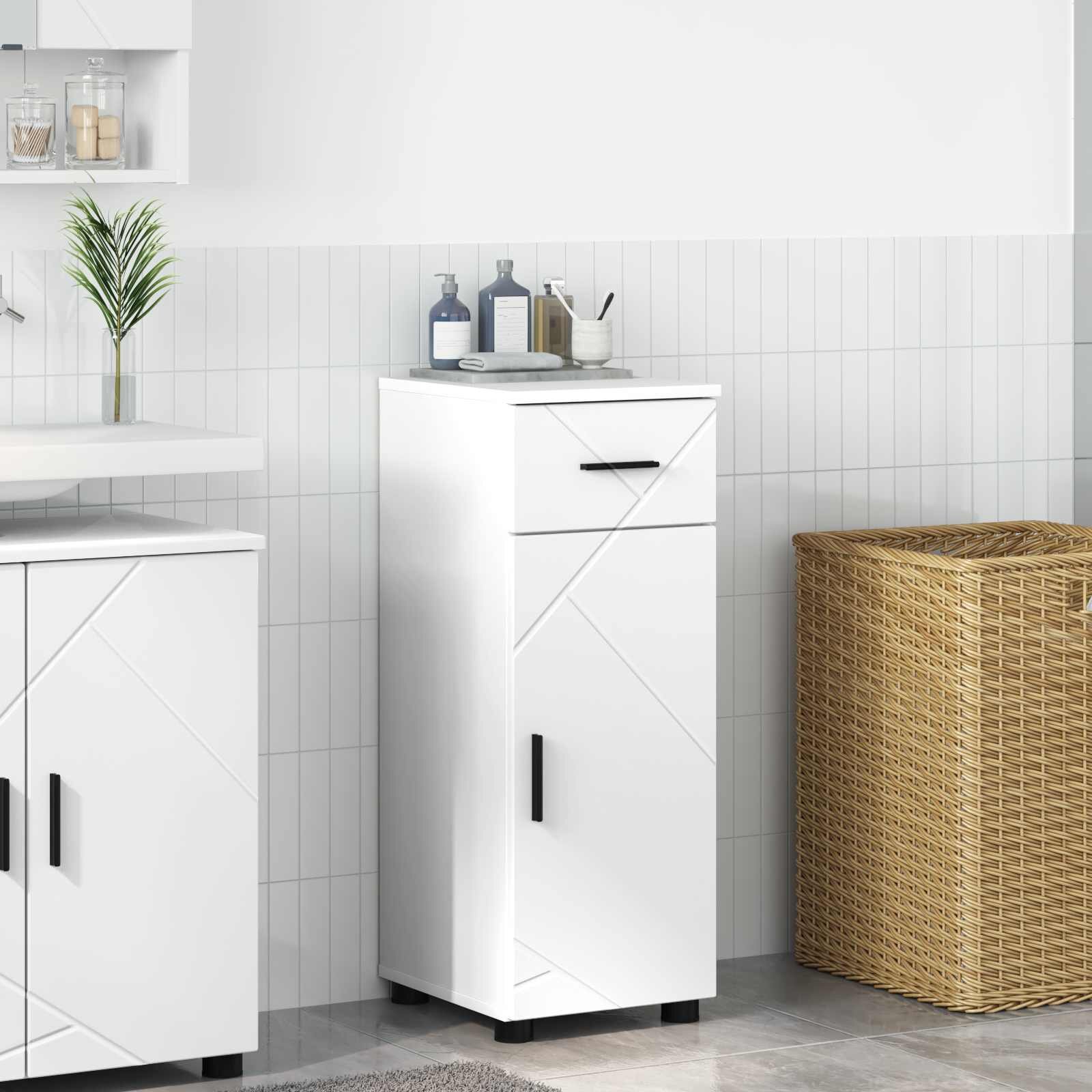 vidaXL Шкаф за баня Бяло 30 x 35 x 80 см Инженерна дървесина Метал