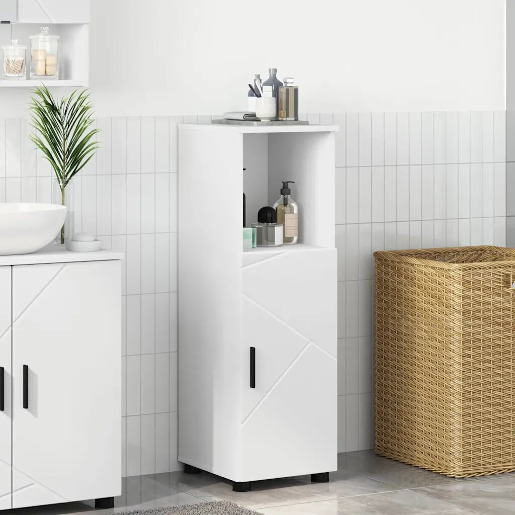 vidaXL Шкаф за баня Бяло 30 x 35 x 95 см Инженерна дървесина Метал