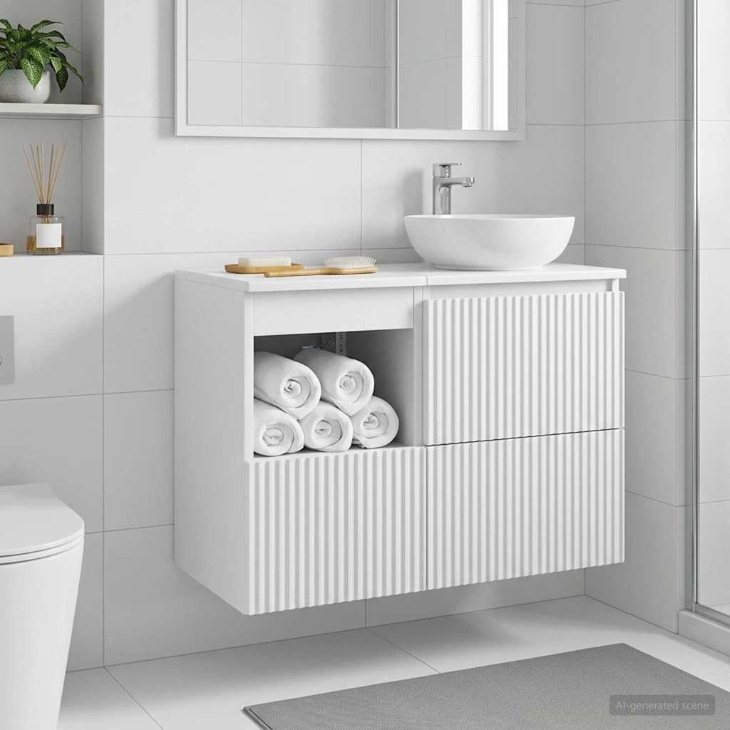 vidaXL Шкаф за баня Бяло 30 x 41 x 50 см Инженерна дървесина