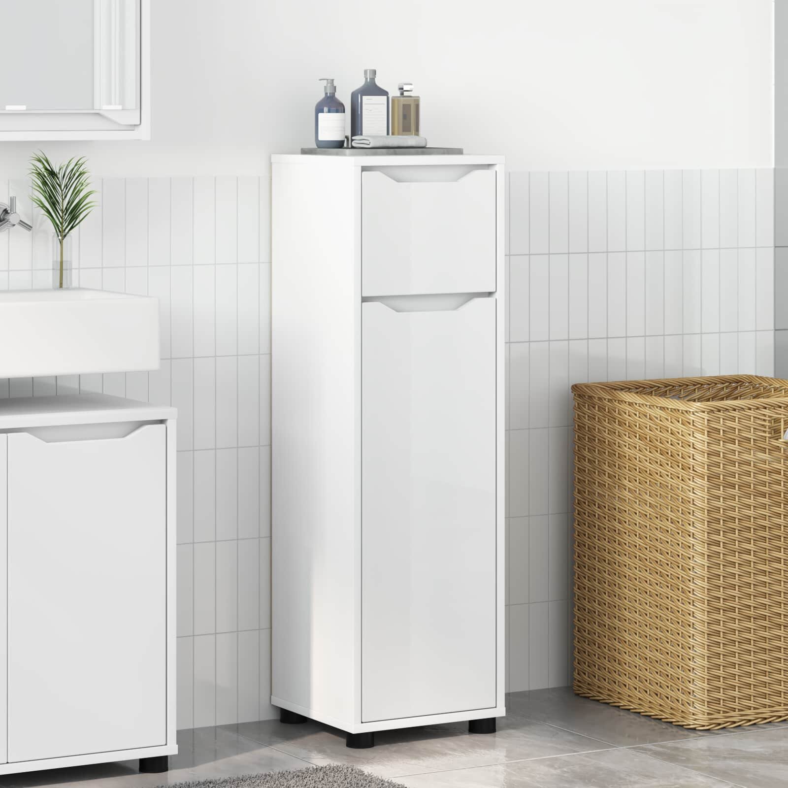 vidaXL Шкаф за баня Бяло 305 x 30 x 101 см Инженерна дървесина