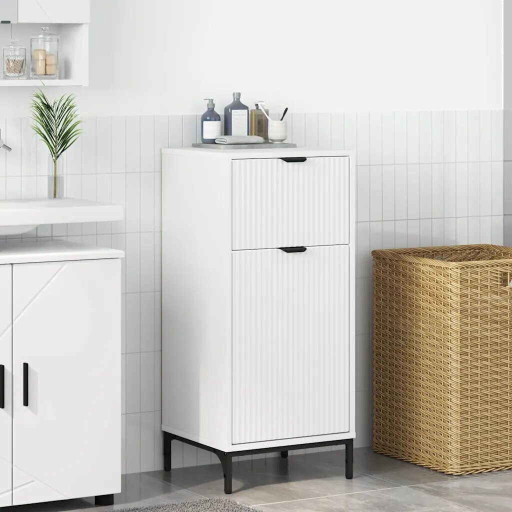 vidaXL Шкаф за баня Бяло 395 x 36 x 88 см Инженерна дървесина Метал