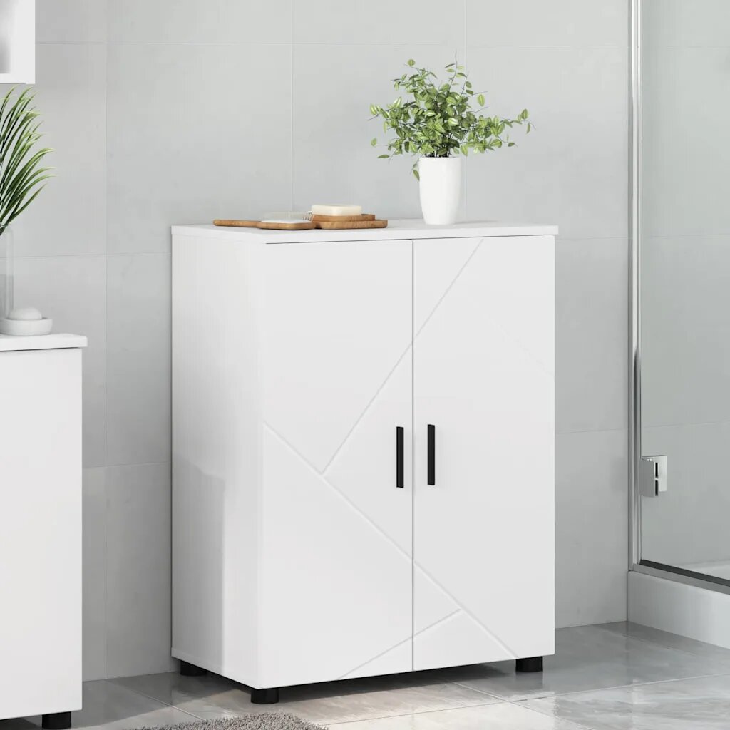 vidaXL Шкаф за баня Бяло 60 x 35 x 80 см Инженерна дървесина Метал