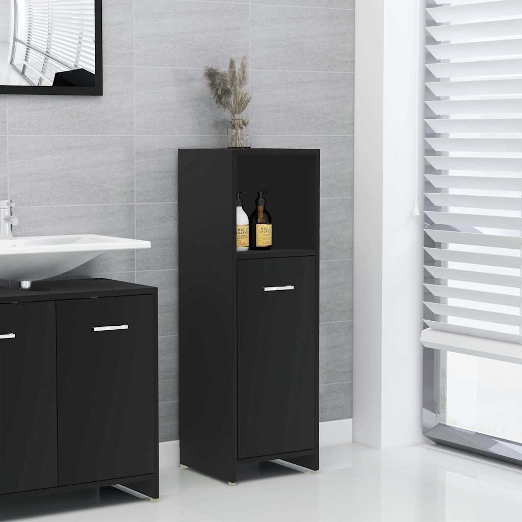 vidaXL Шкаф за баня черен 30x30x95 см инженерно дърво