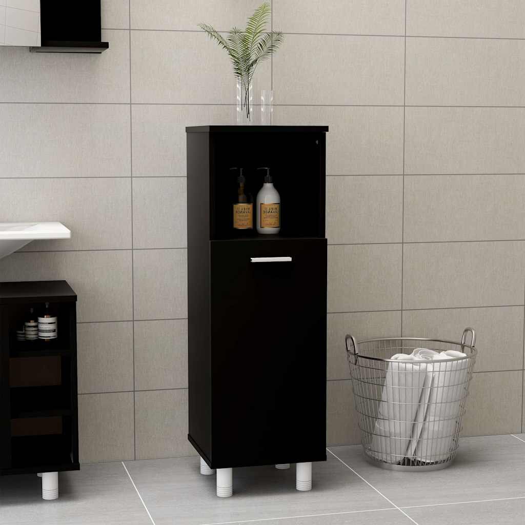 vidaXL Шкаф за баня черен 30x30x95 см инженерно дърво