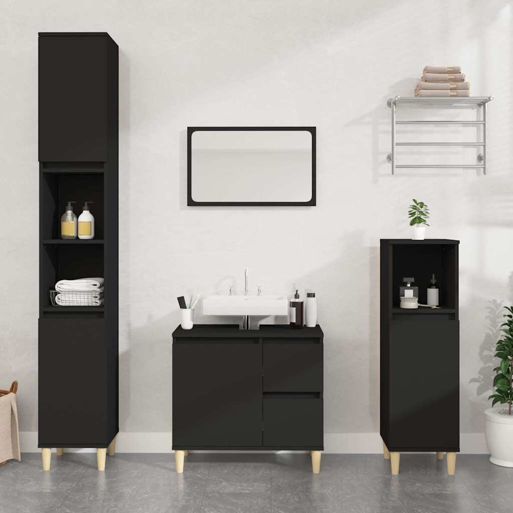 vidaXL Шкаф за баня черен 65x33x60 см инженерно дърво