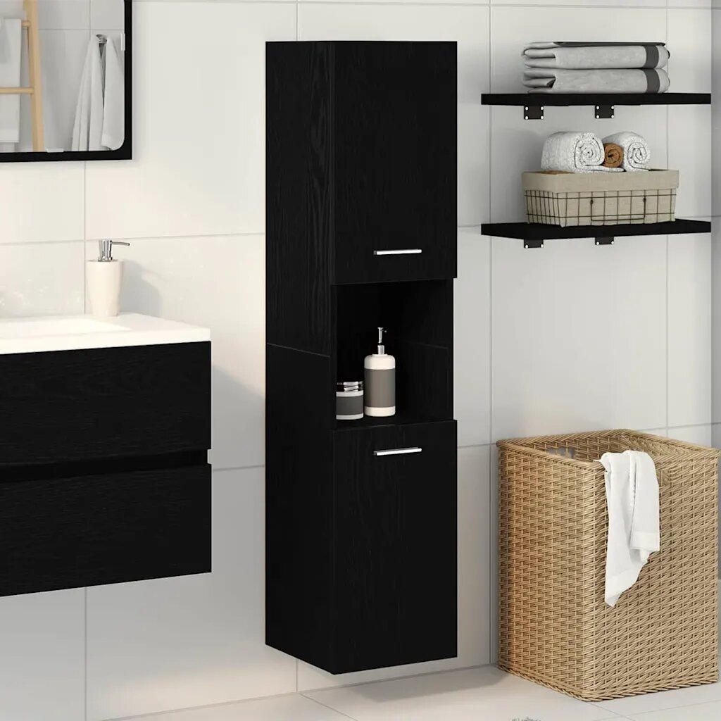 vidaXL Шкаф за баня Черния дъб 30 x 30 x 130 см Инженерна дървесина