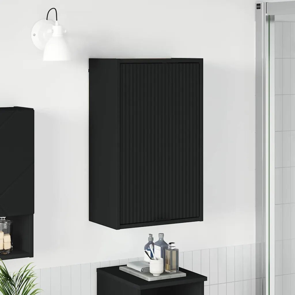 vidaXL Шкаф за баня Черно 39 x 235 x 65 см Инженерно дърво & Метал