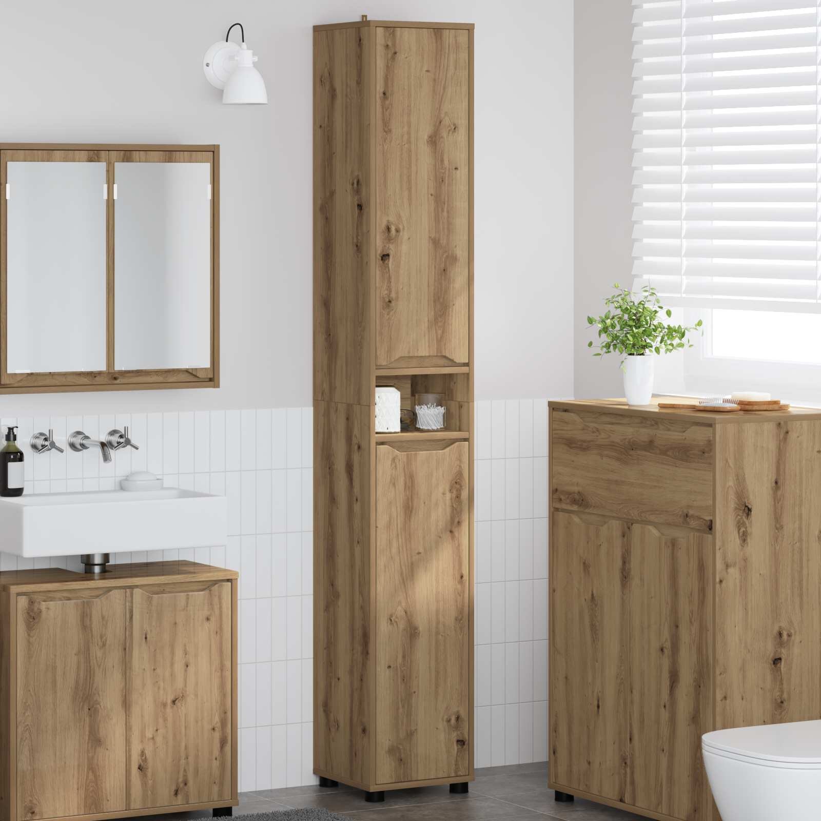 vidaXL Шкаф за баня Дъб 305 x 30 x 195 см Инженерна дървесина
