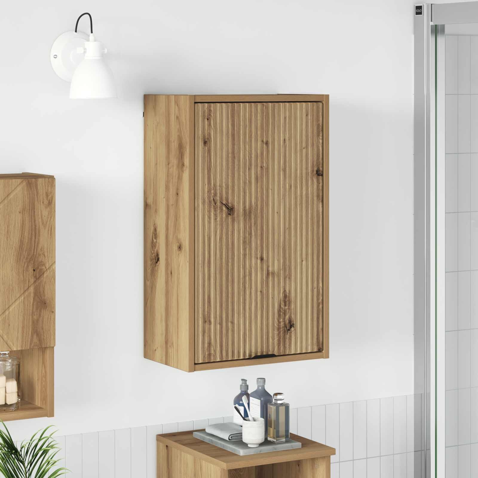 vidaXL Шкаф за баня Дъб 39 x 235 x 65 см Инженерна дървесина Метал