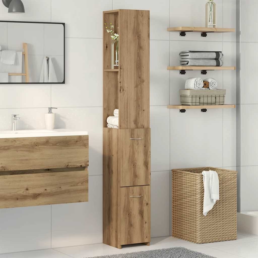 vidaXL Шкаф за баня дъб артизан 25x25x170 см инженерно дърво