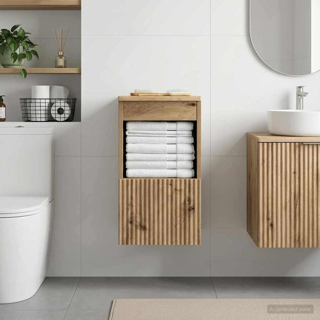 vidaXL Шкаф за баня Дъб артизан 30 x 35 x 50 см Инженерна дървесина