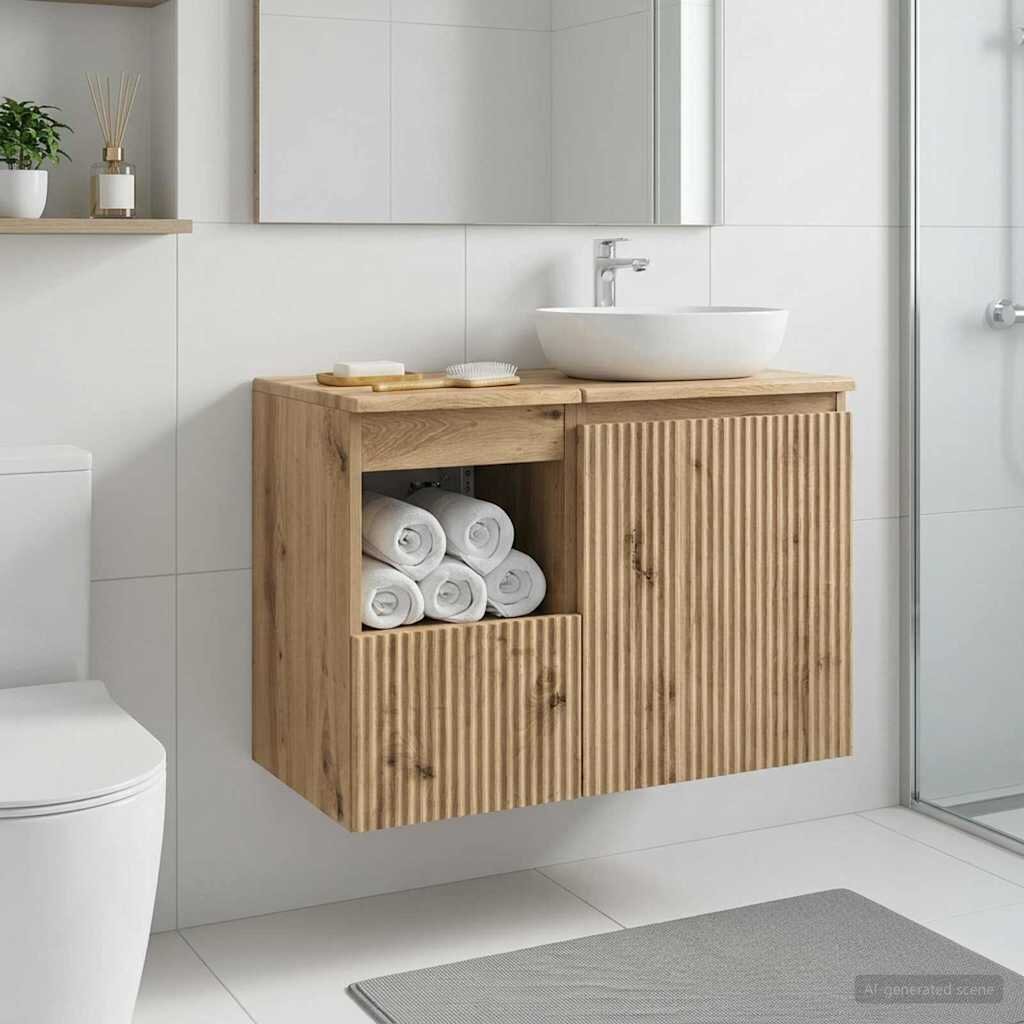 vidaXL Шкаф за баня Дъб артизан 30 x 41 x 50 см Инженерна дървесина