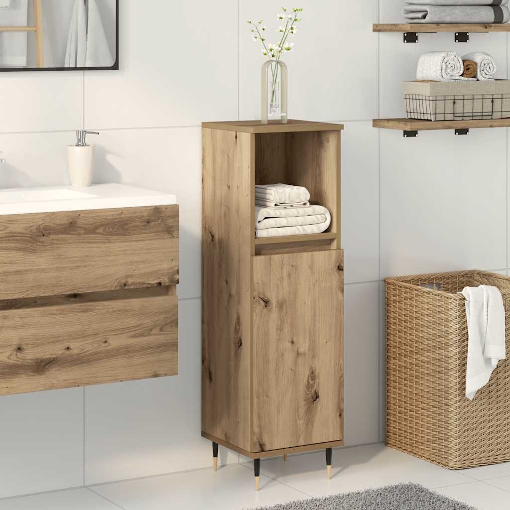 vidaXL Шкаф за баня дъб артизан 30x30x100 см инженерно дърво