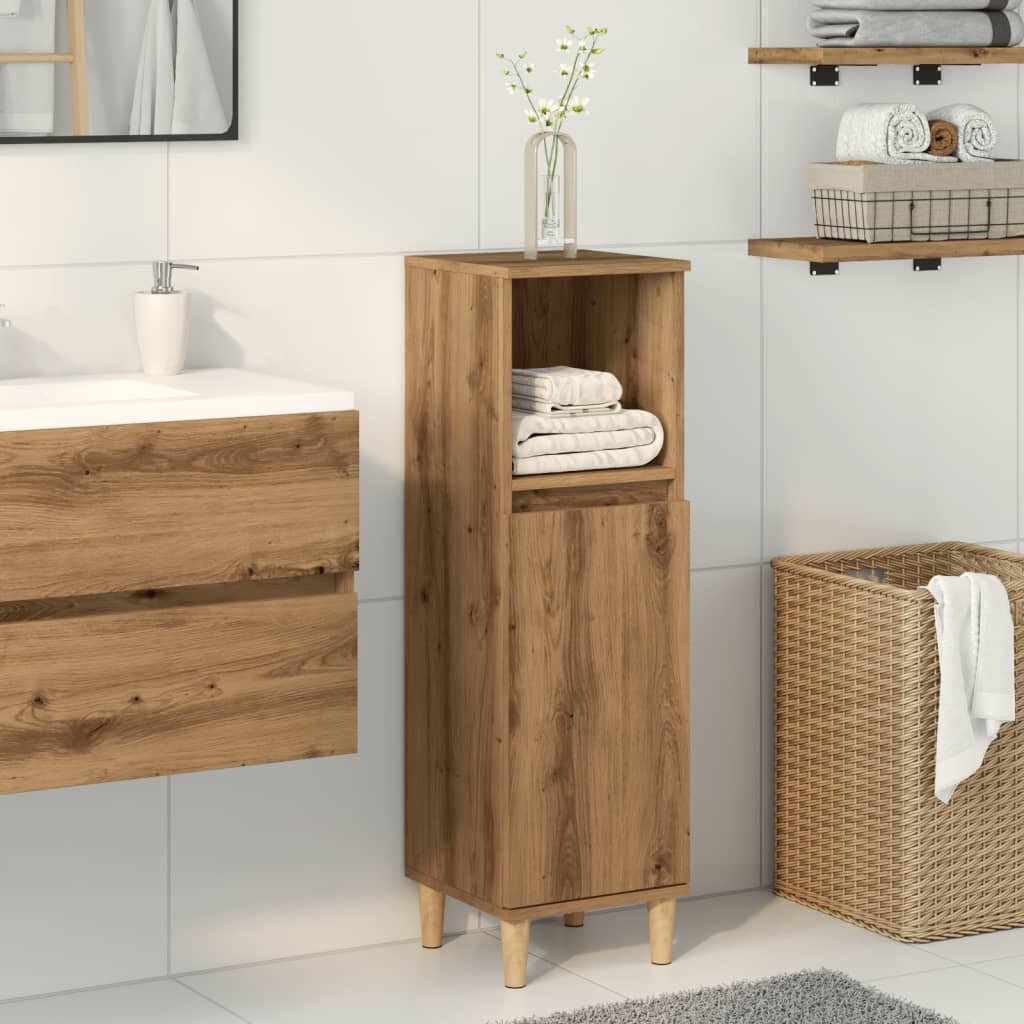 vidaXL Шкаф за баня дъб артизан 30x30x100 см инженерно дърво