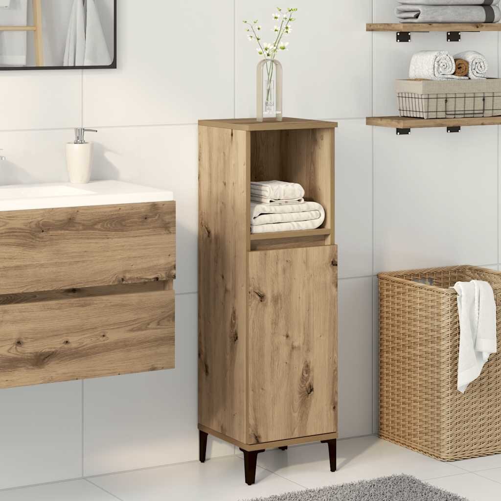 vidaXL Шкаф за баня дъб артизан 30x30x100 см инженерно дърво