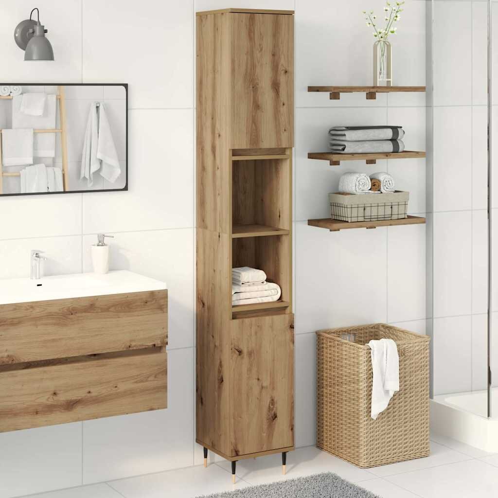 vidaXL Шкаф за баня дъб артизан 30x30x190 см инженерно дърво