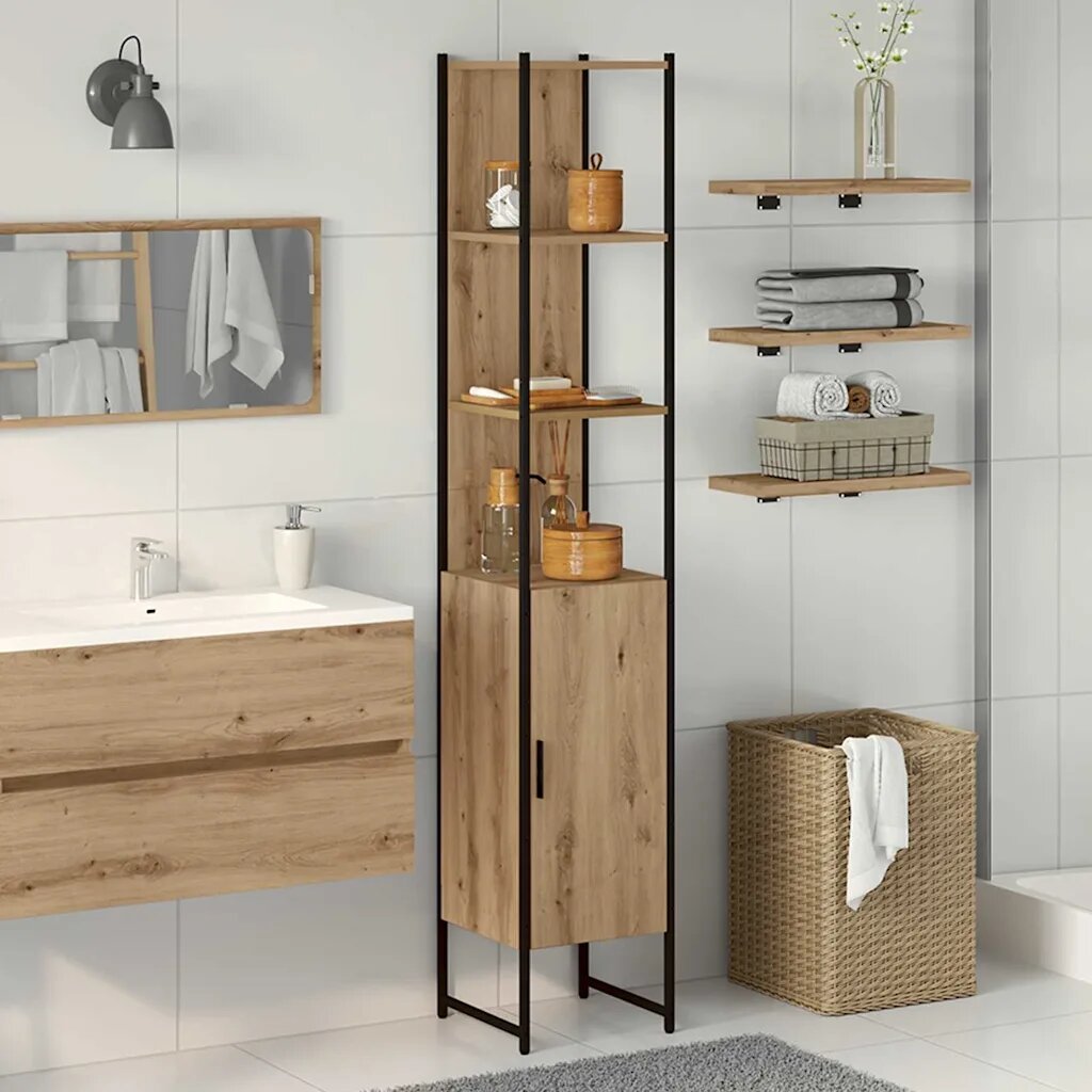 vidaXL Шкаф за баня дъб артизан 33 x 33 x 1855 см Инженерна дървесина