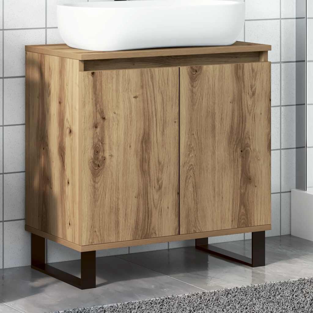 vidaXL Шкаф за баня дъб артизан 58x33x60 см инженерно дърво