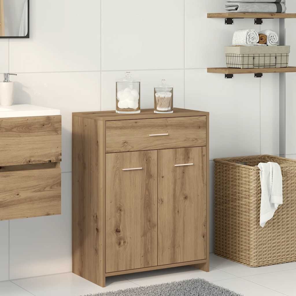 vidaXL Шкаф за баня дъб артизан 60x33x80 см инженерно дърво