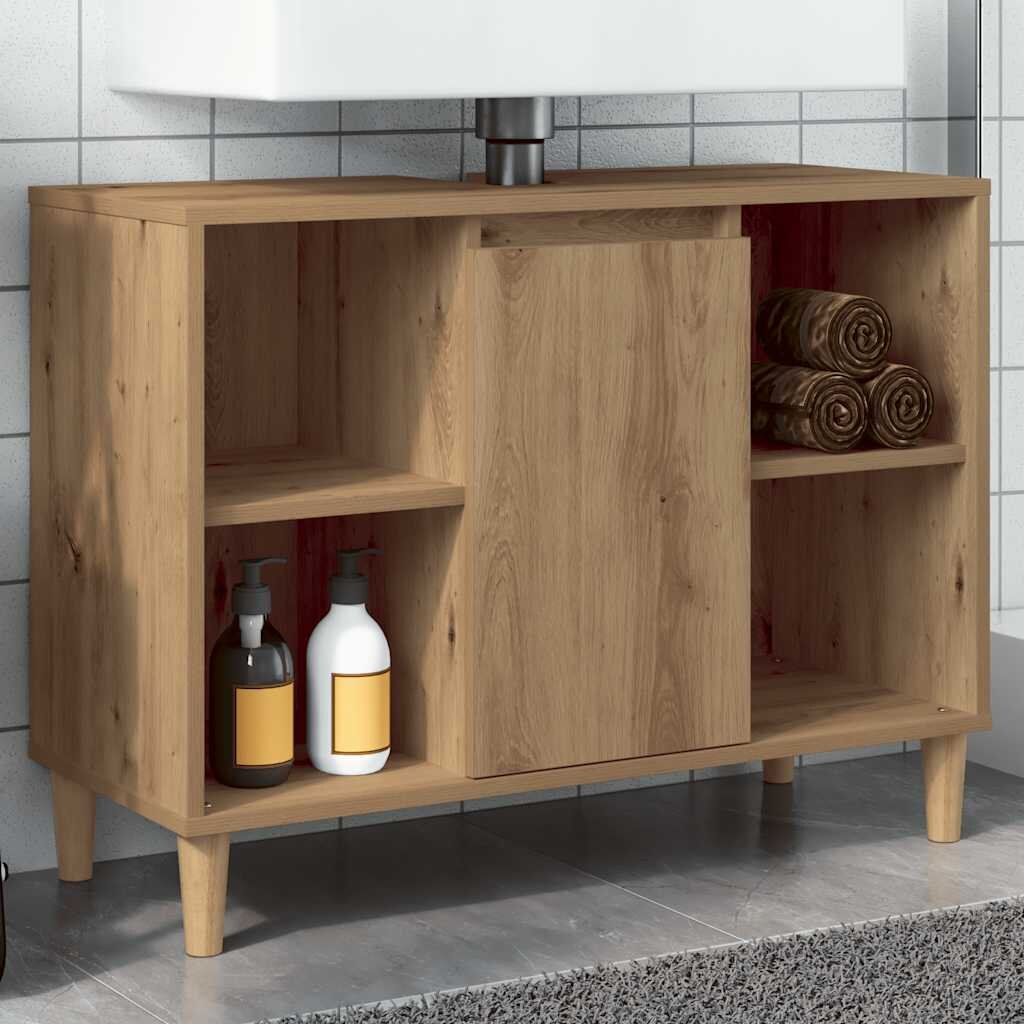 vidaXL Шкаф за баня дъб артизан 80x33x60 см инженерно дърво